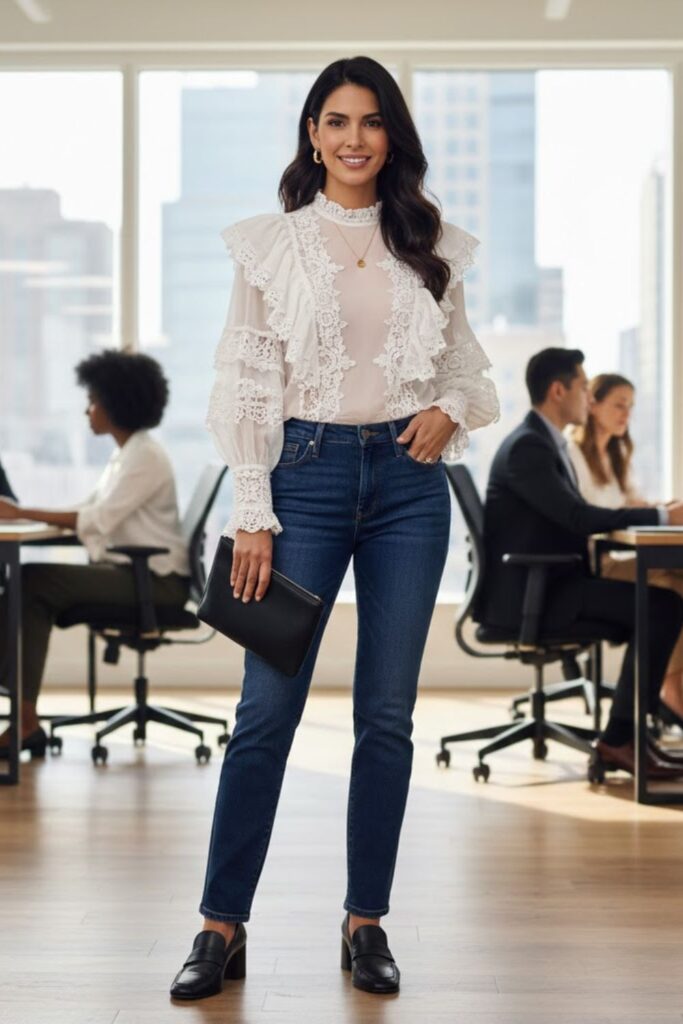 Jeans with Statement Blouse