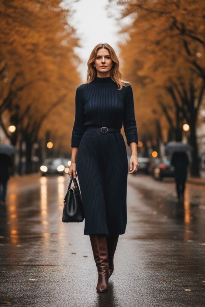 Knit Dress with Belt