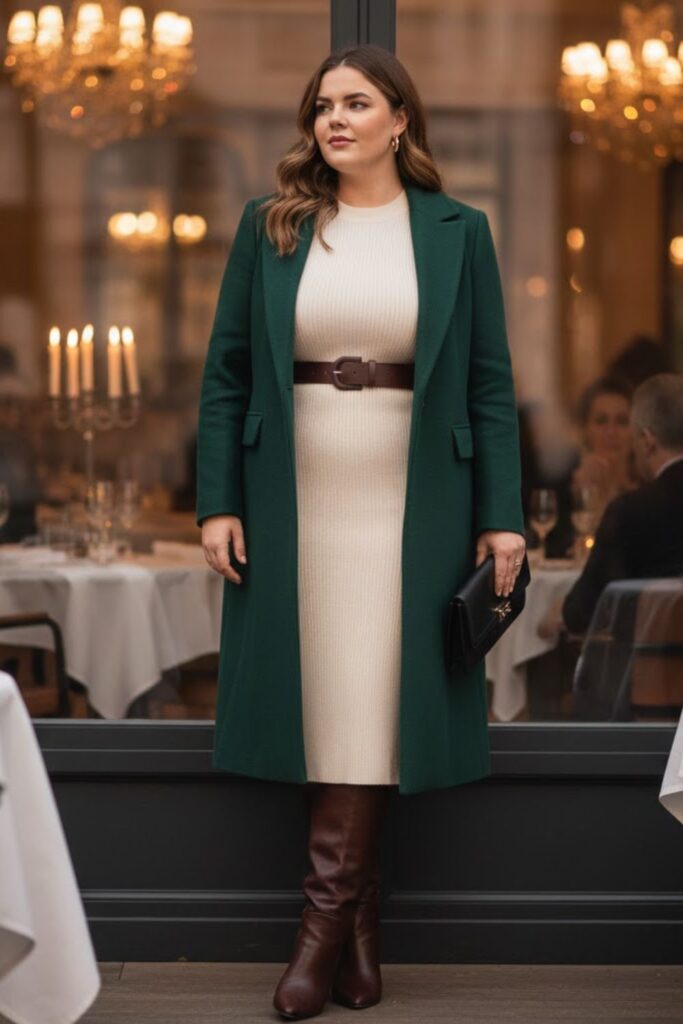 Knit Dress with Long Coat