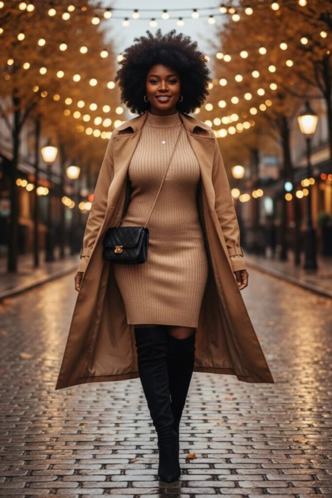 Knit Dress with Over-the-Knee Boots