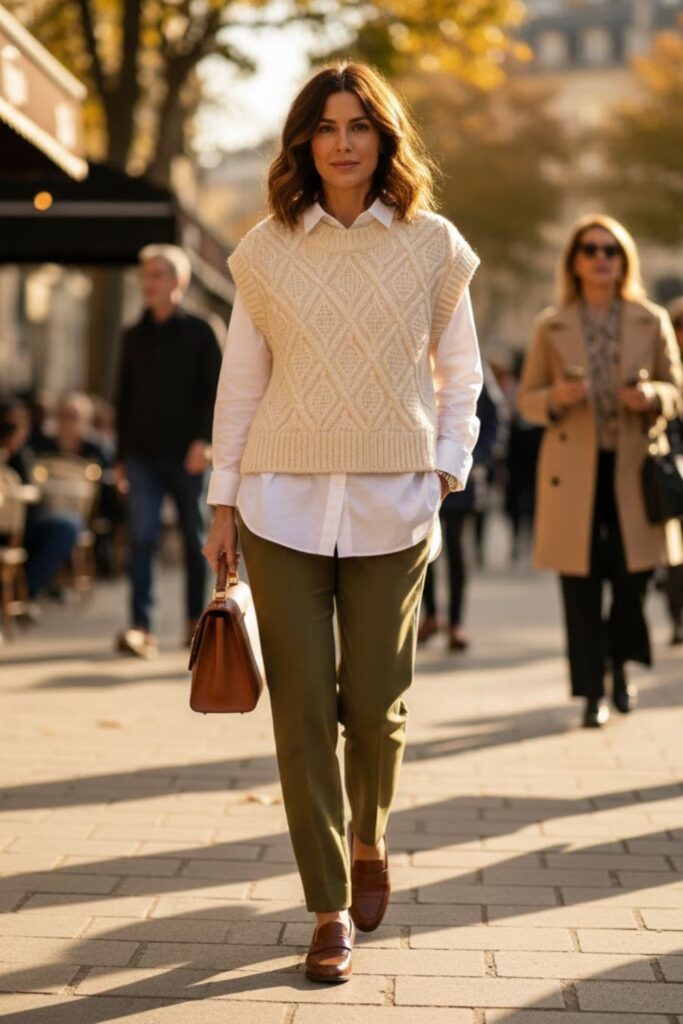 Knitted Vest with Collared Shirt
