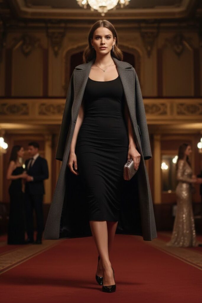 Long Coat with Fitted Dress