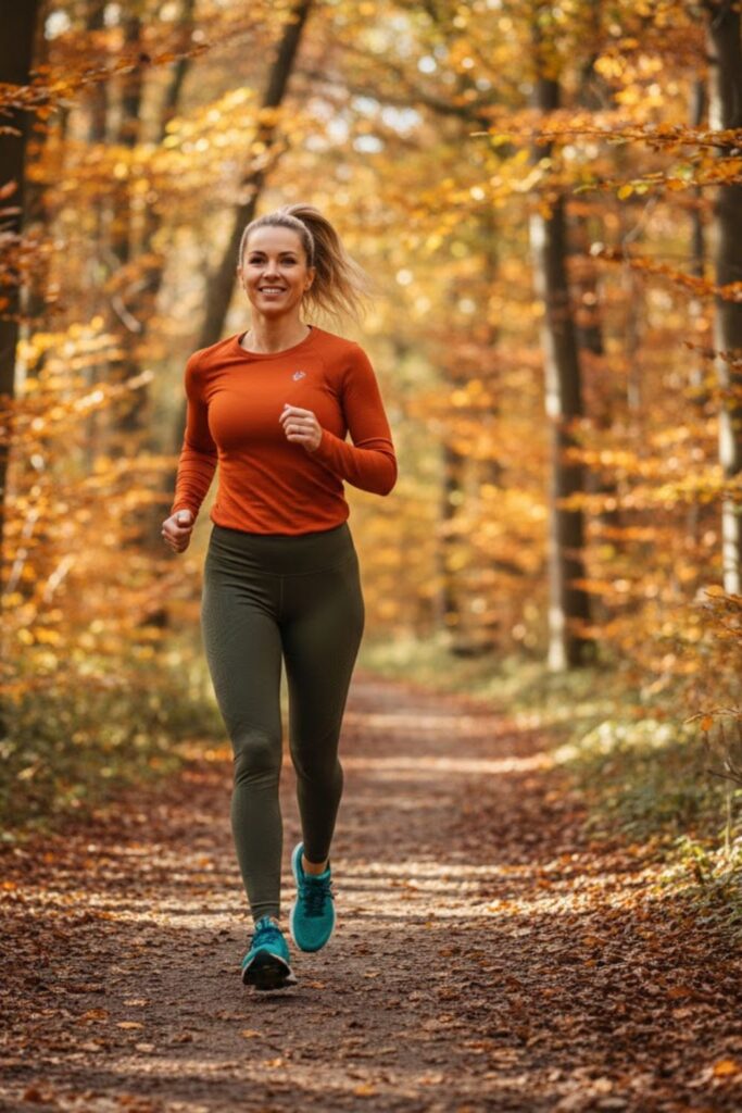 Long-Sleeve Running Top with High-Waist Leggings