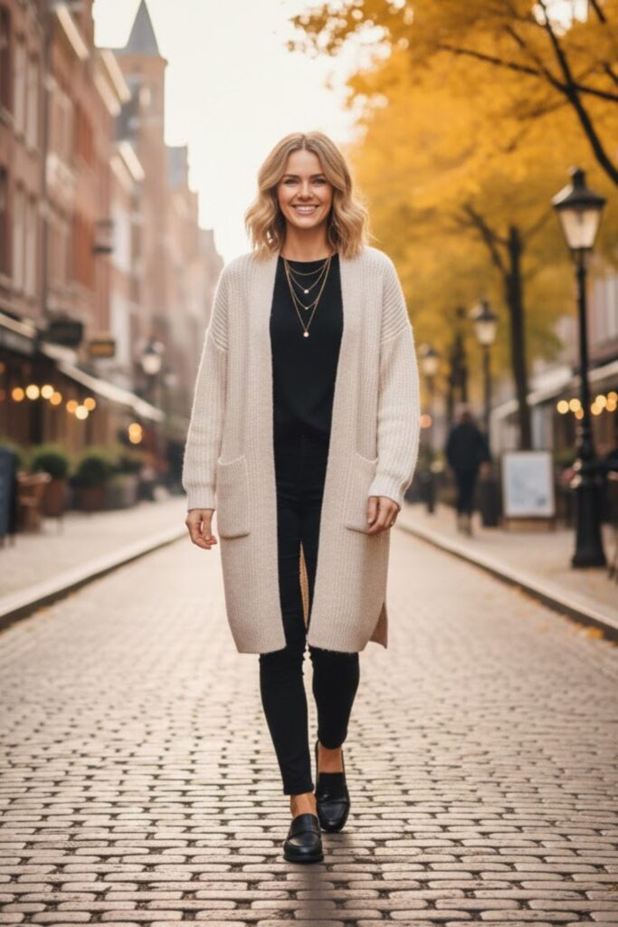 Longline Cardigan with Leggings
