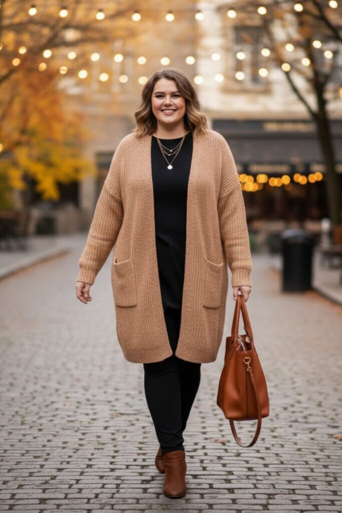 Longline Cardigan with Leggings