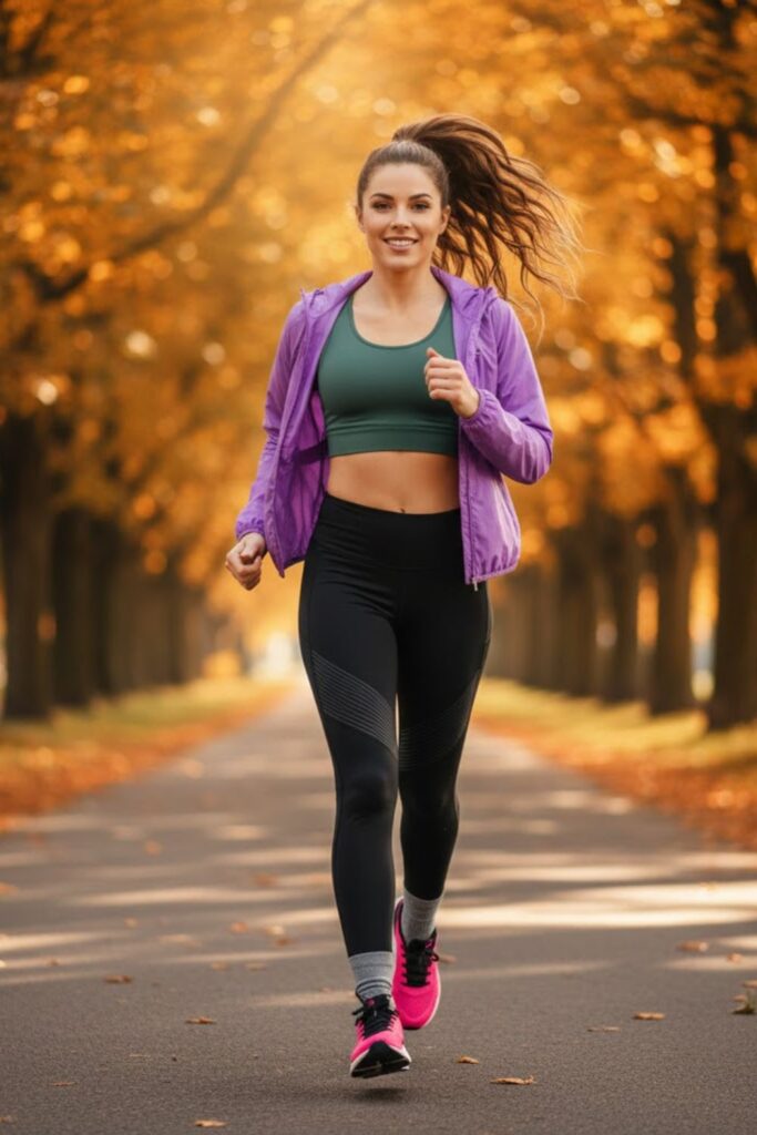 Longline Sports Bra with High-Waist Leggings and Jacket