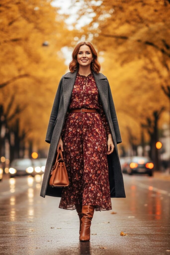 Maxi Dress with Heeled Boots