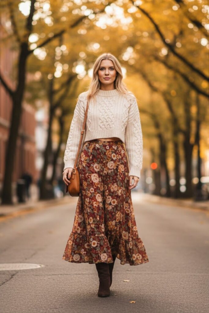 Maxi Skirt with Cropped Sweater