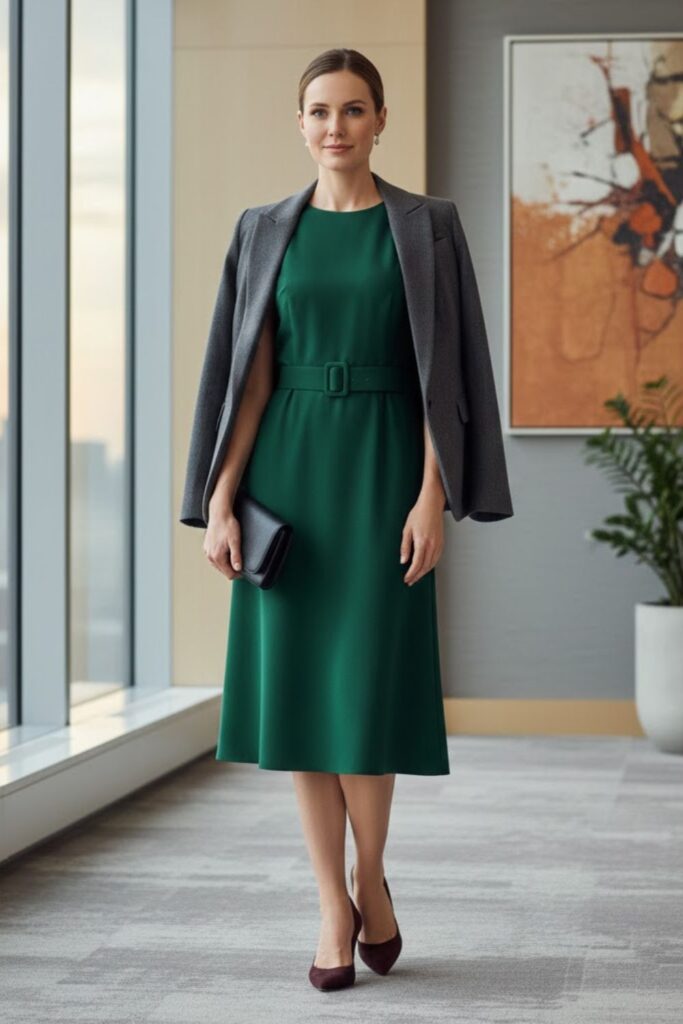 Midi Dress with Belt