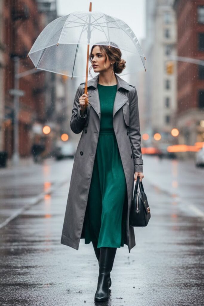 Midi Dress with Longline Coat