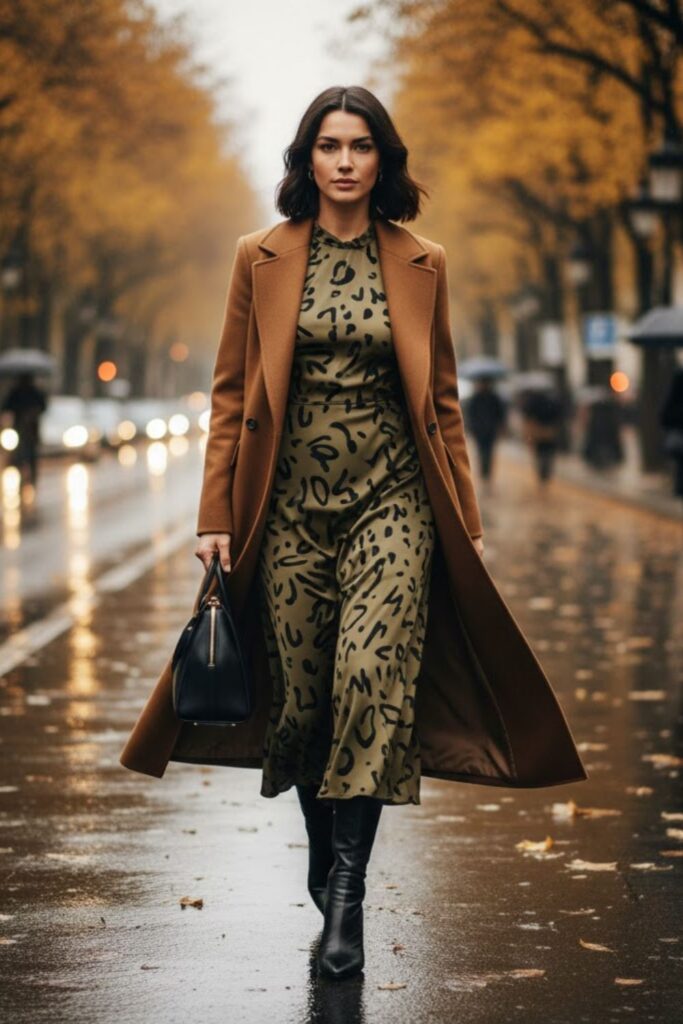 Midi Dress with Longline Coat