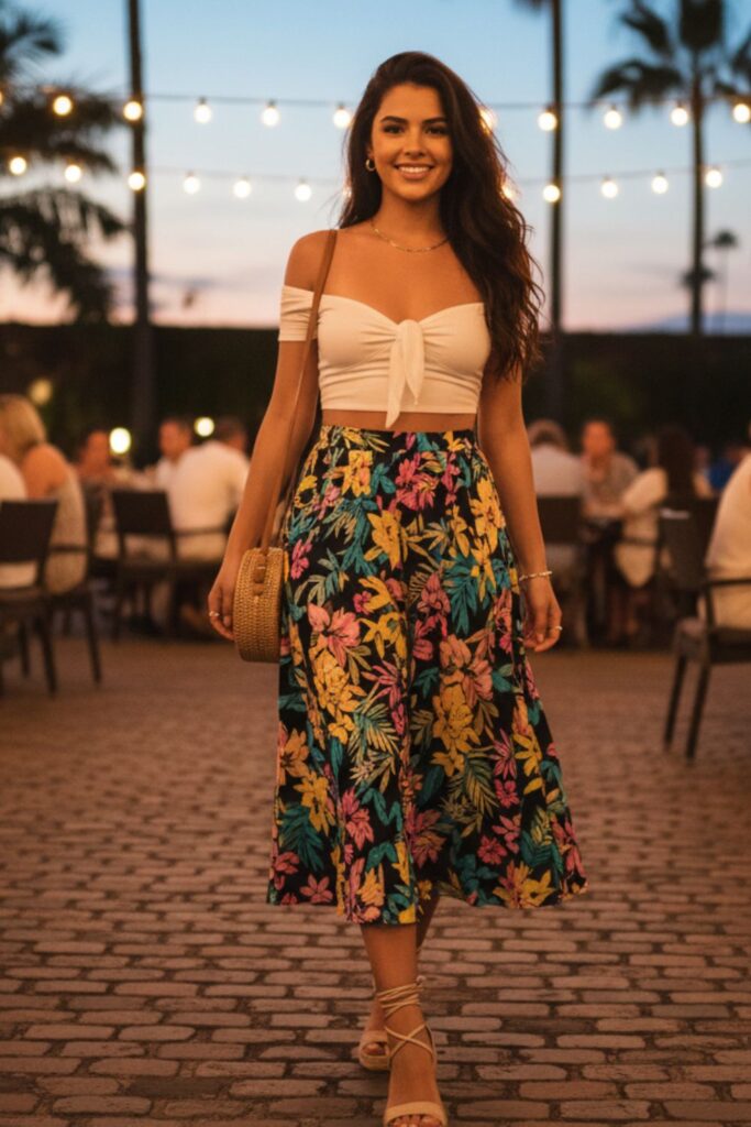Midi Skirt with Crop Top