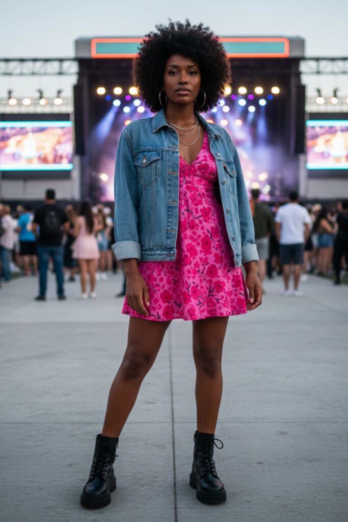 Mini Dress with Denim Jacket