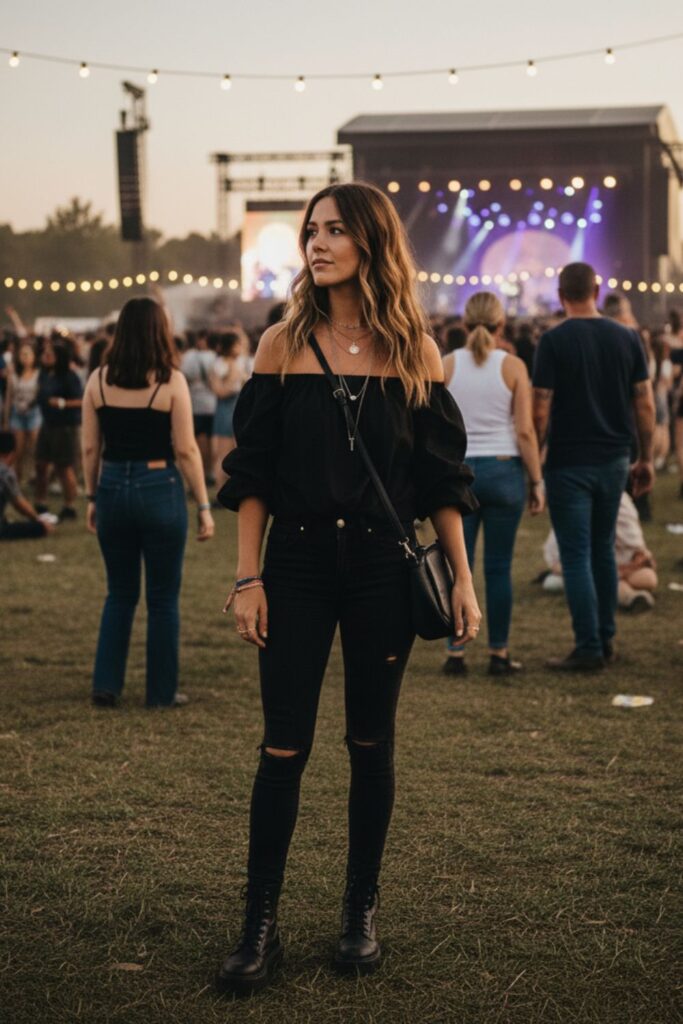 Off-Shoulder Top with Skinny Jeans