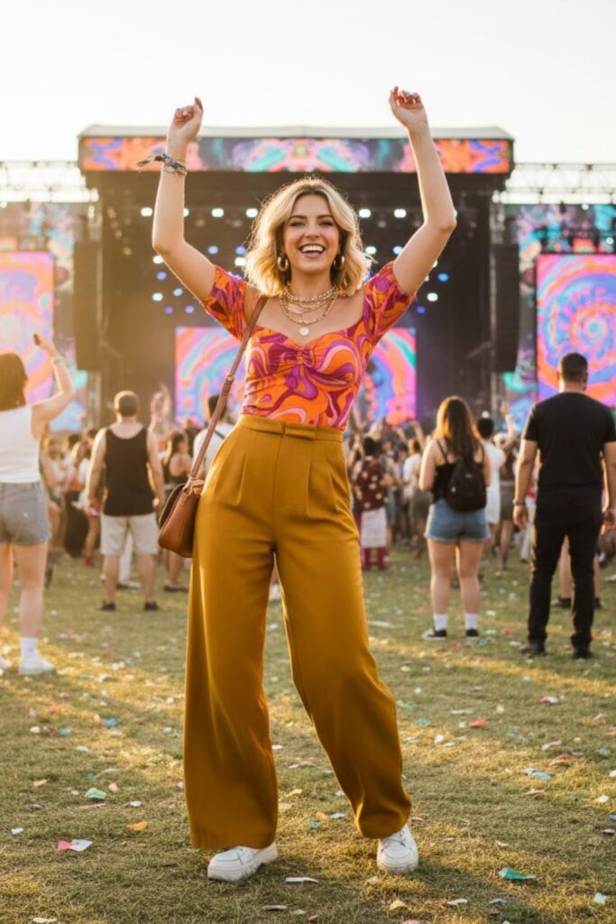 Off-Shoulder Top with Wide-Leg Pants