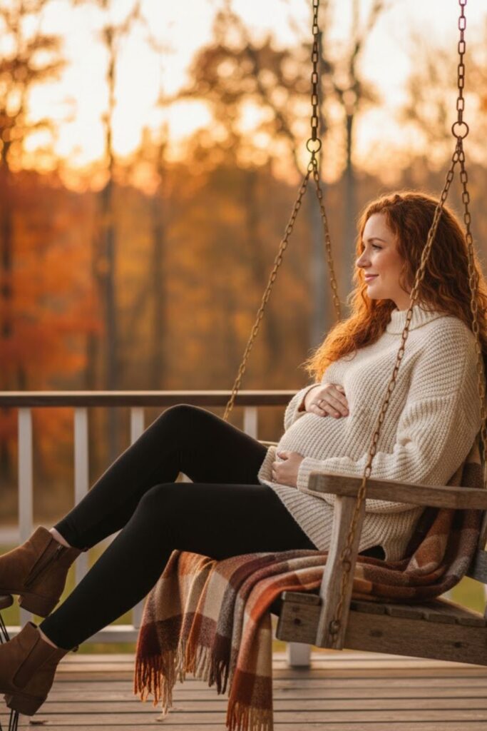 Oversized Knit Sweater with Maternity Leggings
