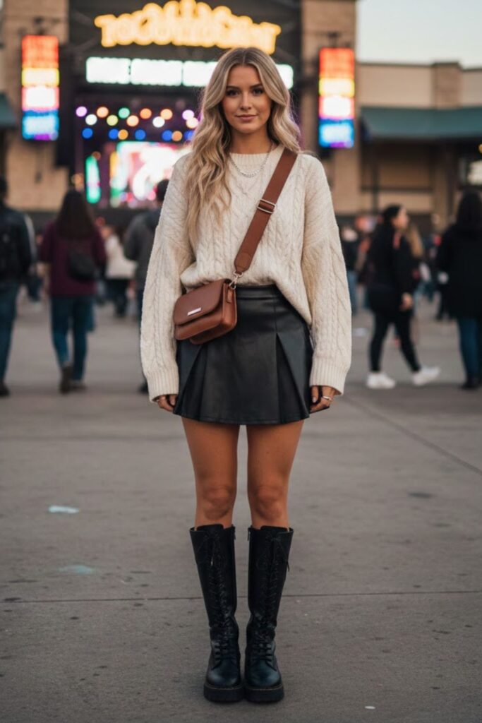 Oversized Sweater with Mini Skirt