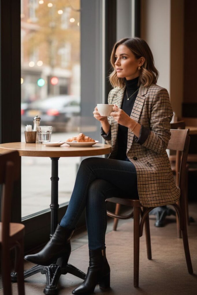 Plaid Blazer with Skinny Jeans