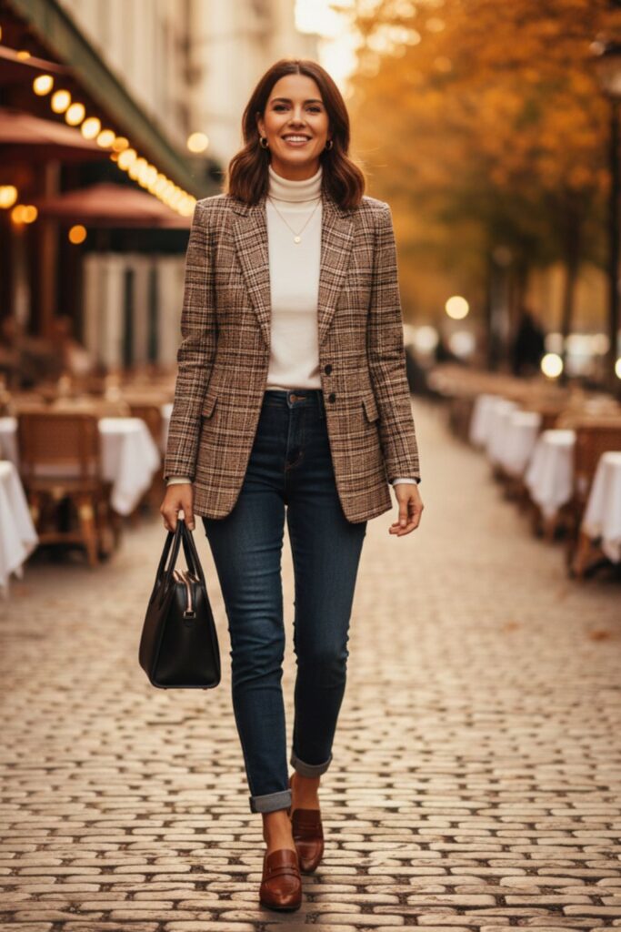 Plaid Blazer with Skinny Jeans