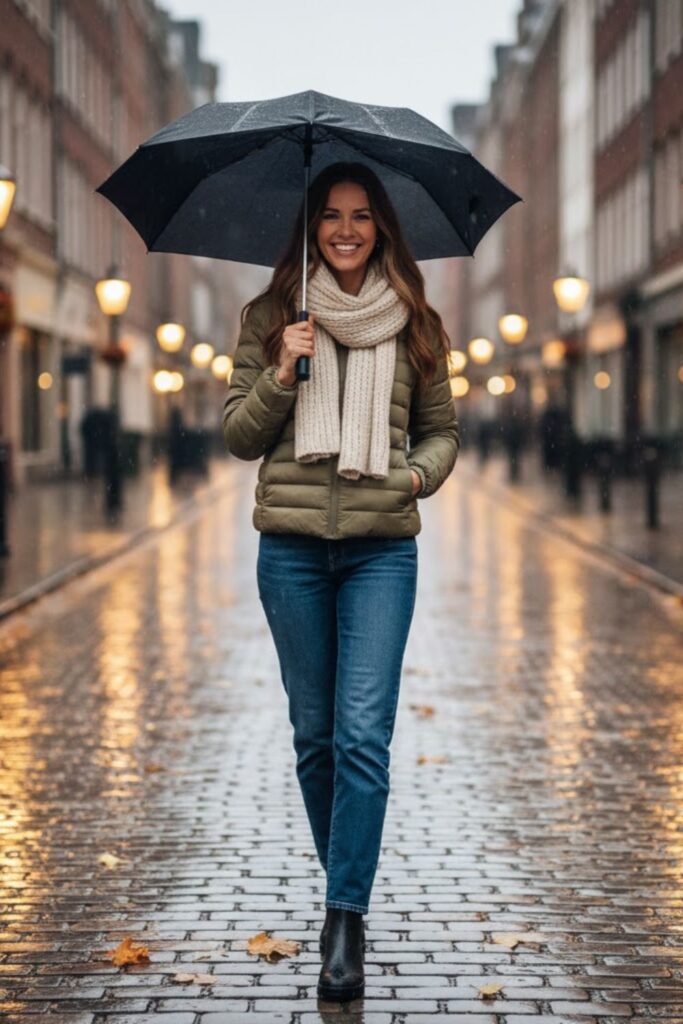 Puffer Jacket with Jeans