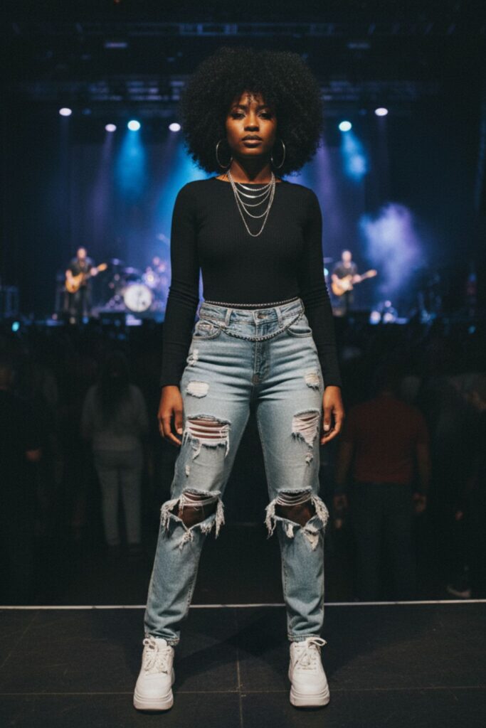 Ripped Jeans with Bodysuit