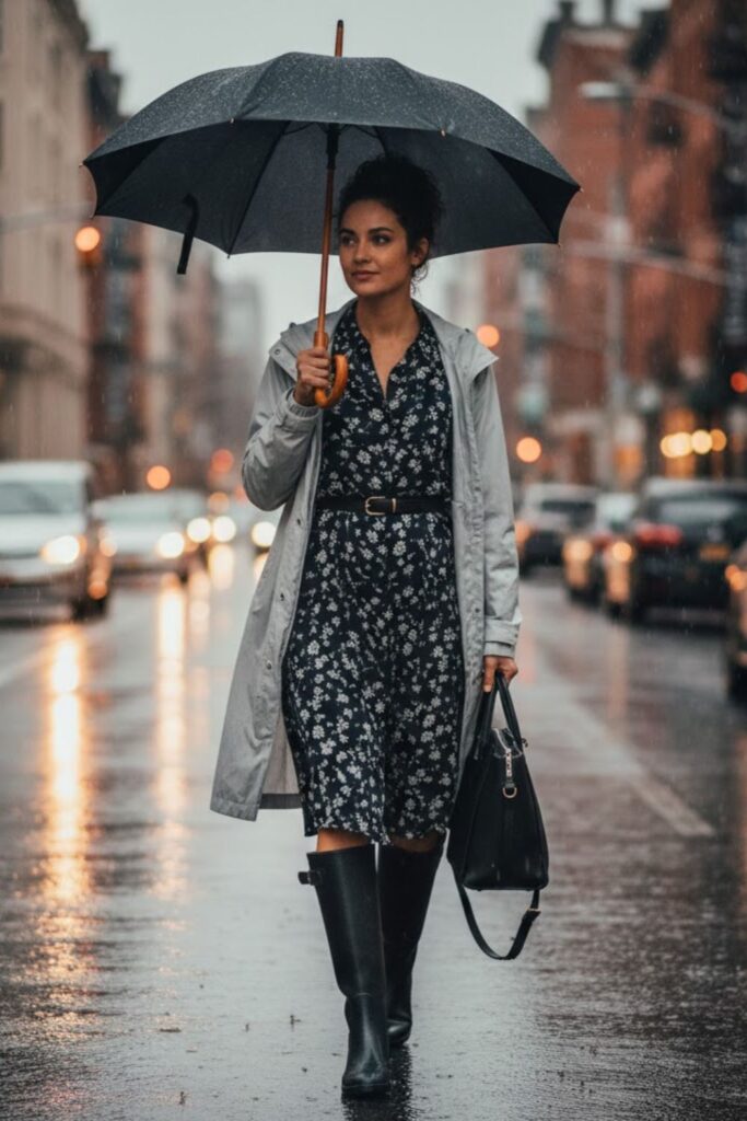 Shirt Dress with Belt and Boots.......