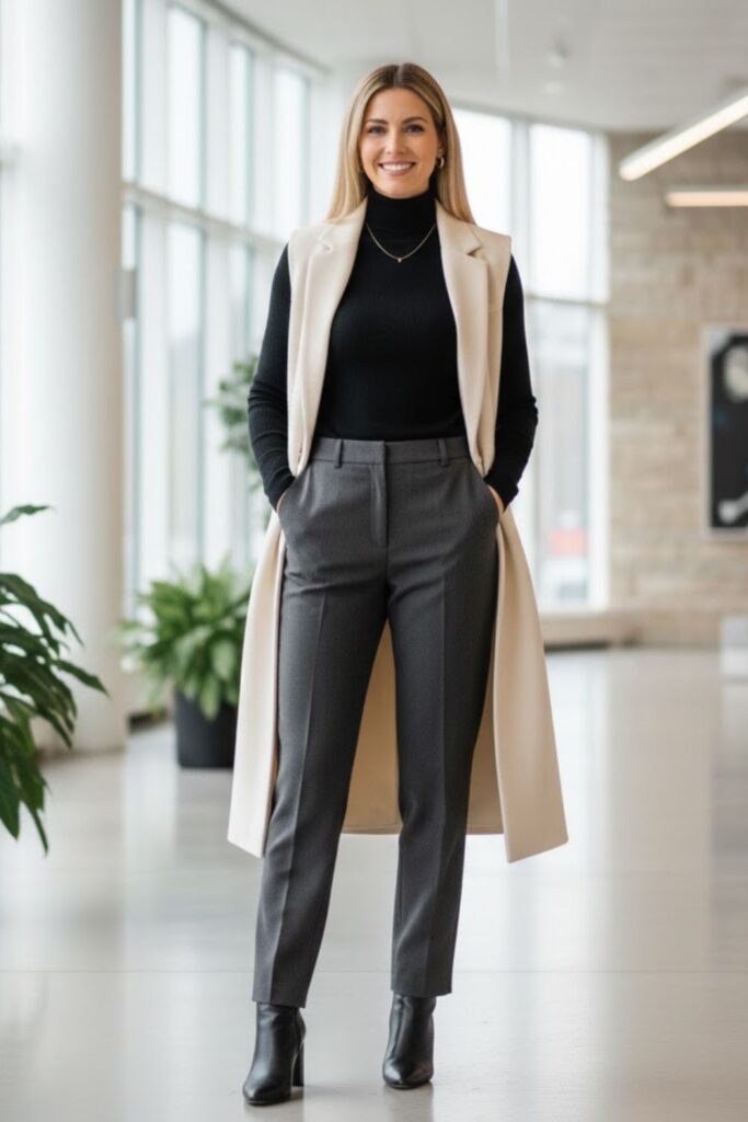 Sleeveless Vest with Turtleneck