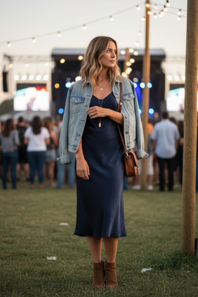 Slip Dress with Denim Jacket