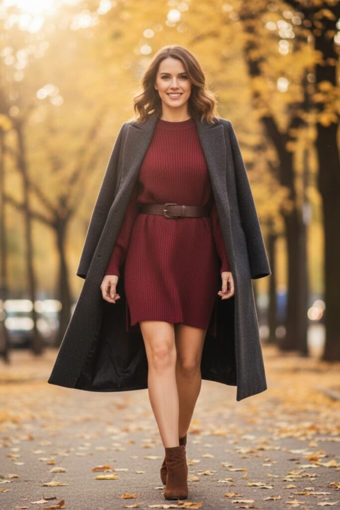 Sweater Dress with Ankle Boots