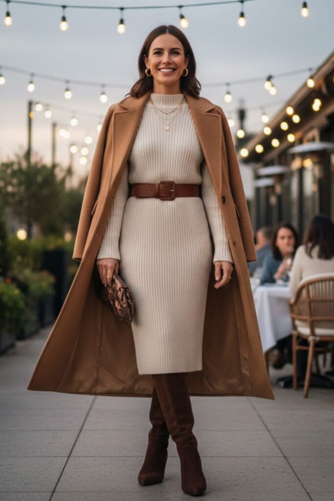 Sweater Dress with Knee-High Boots