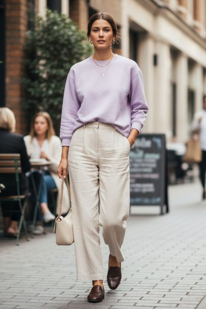 Sweatshirt with Wide-Leg Trousers