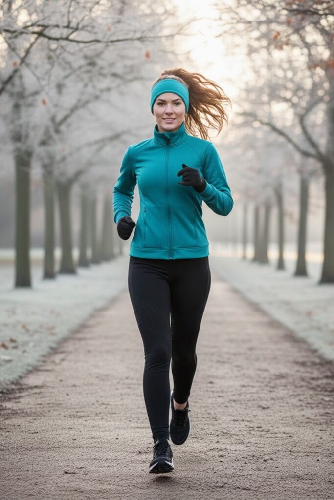 Thermal Running Jacket with Fleece-Lined Leggings