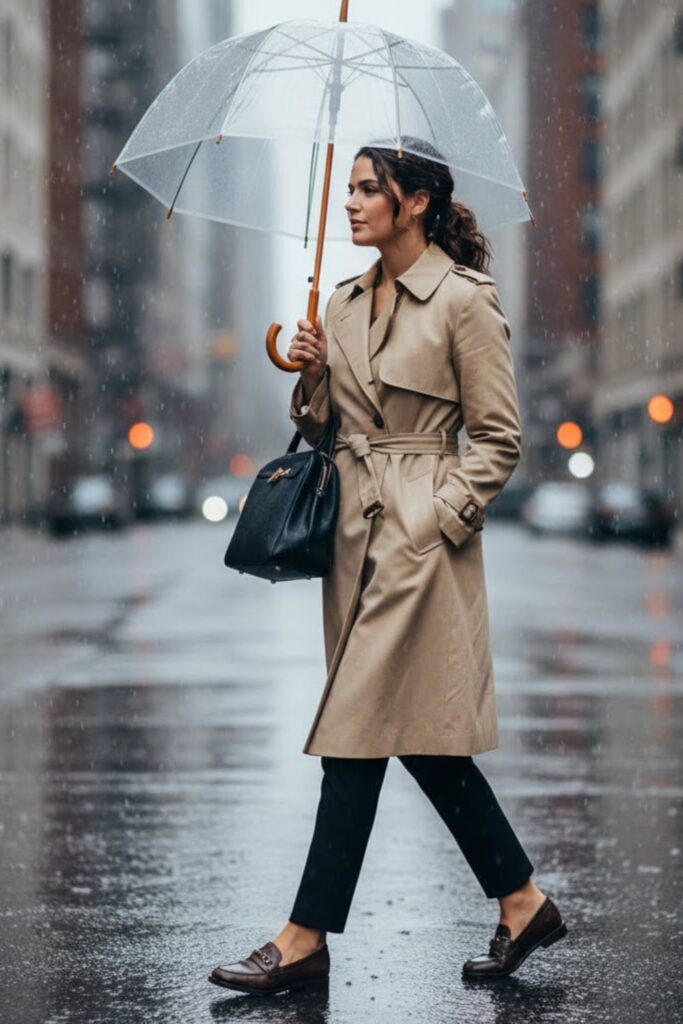  Trench Coat with Slim Trousers
