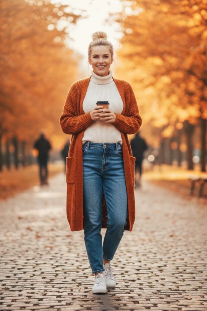 Turtleneck Sweater with Mom Jeans