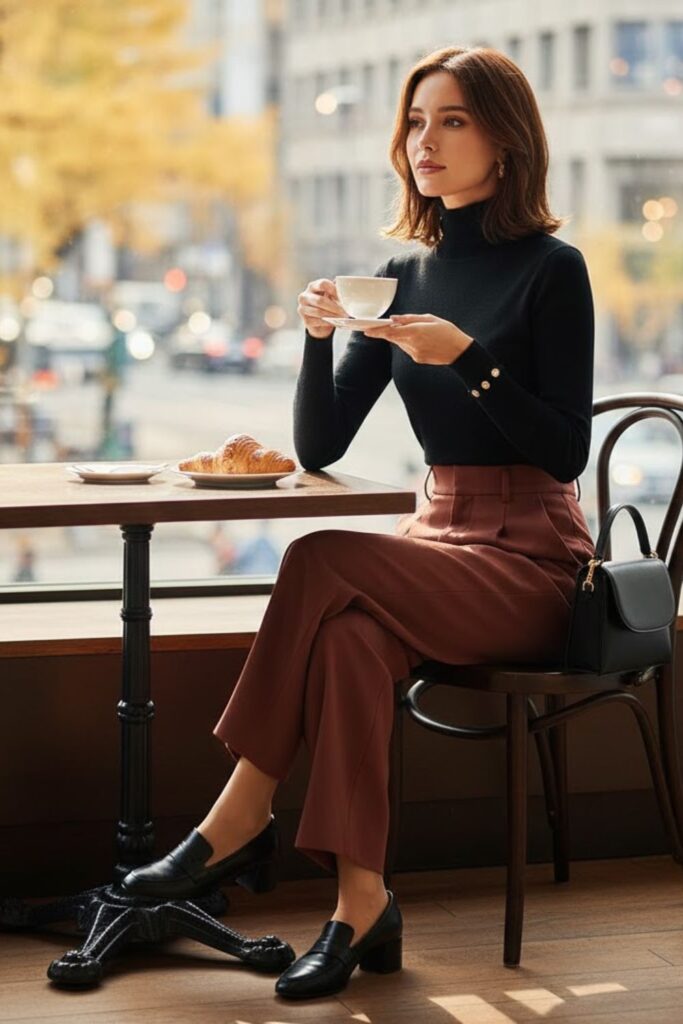 Turtleneck with Wide-Leg Trousers