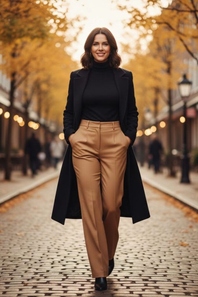 Turtleneck with Wide-Leg Trousers