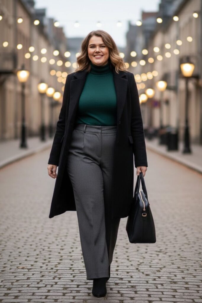 Turtleneck with Wide-Leg Trousers