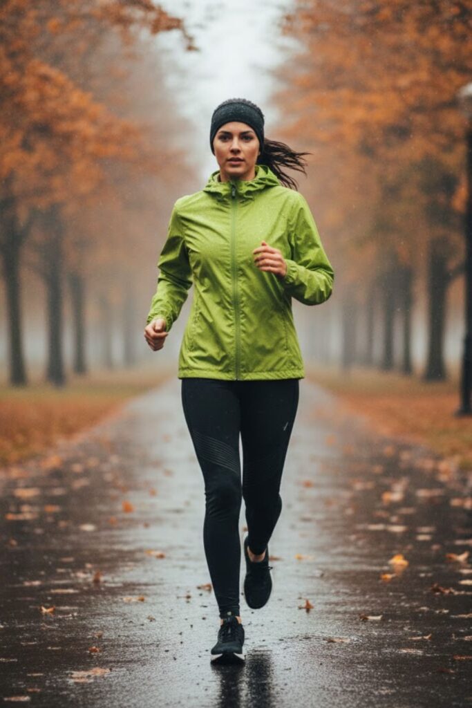  Waterproof Running Jacket with Full-Length Leggings