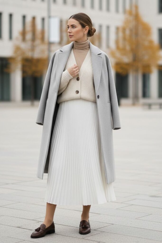 White Skirt with Neutral Layers