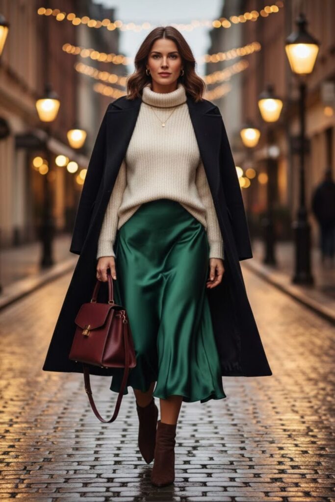 Wool Sweater with Midi Skirt