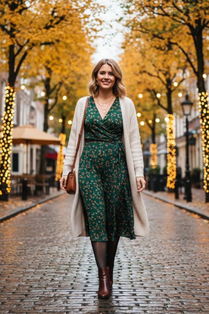 Wrap Dress with Ankle Boots