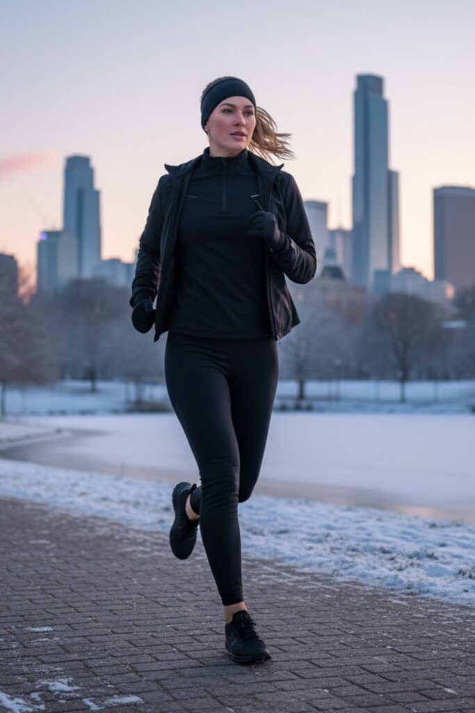 1. All-Black Minimalist Running Look