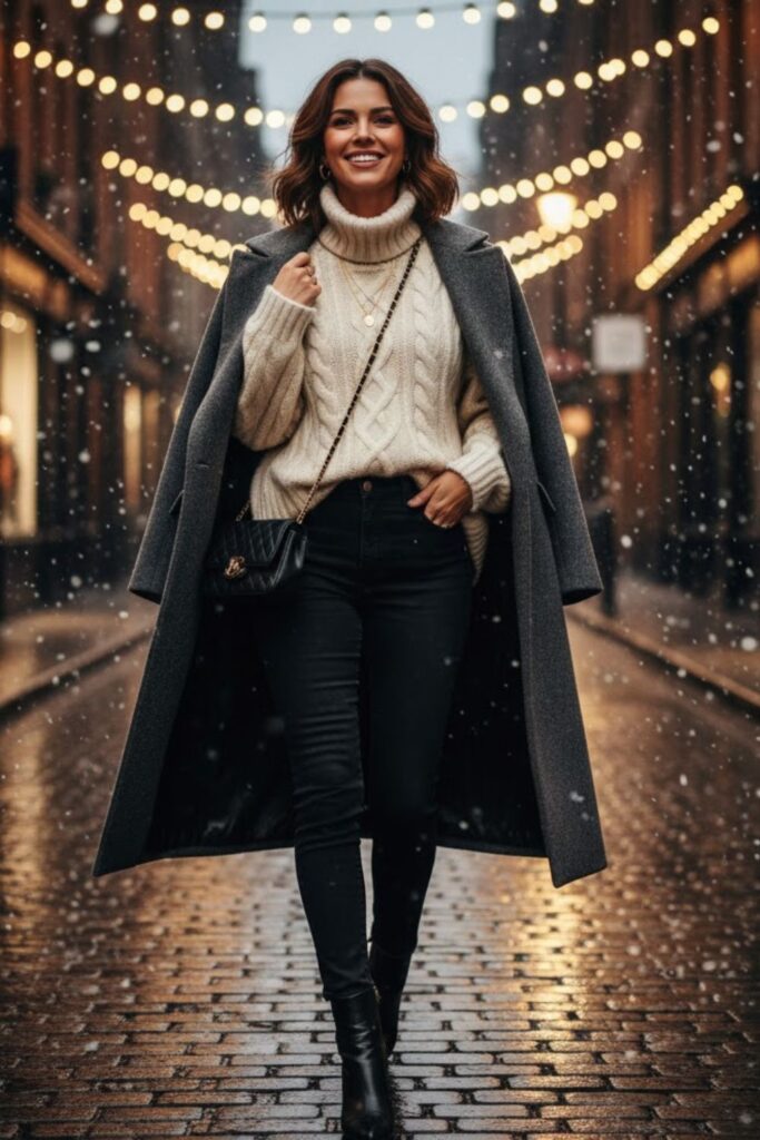 1. Oversized Sweater with Skinny Jeans