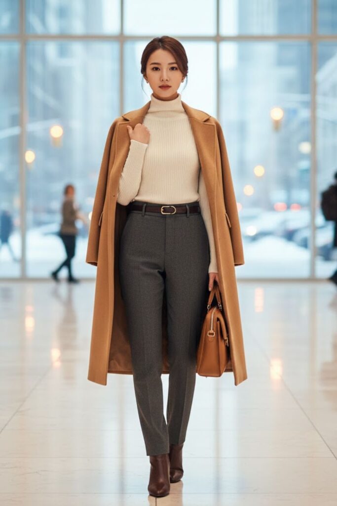 1. Turtleneck and Tailored Trousers