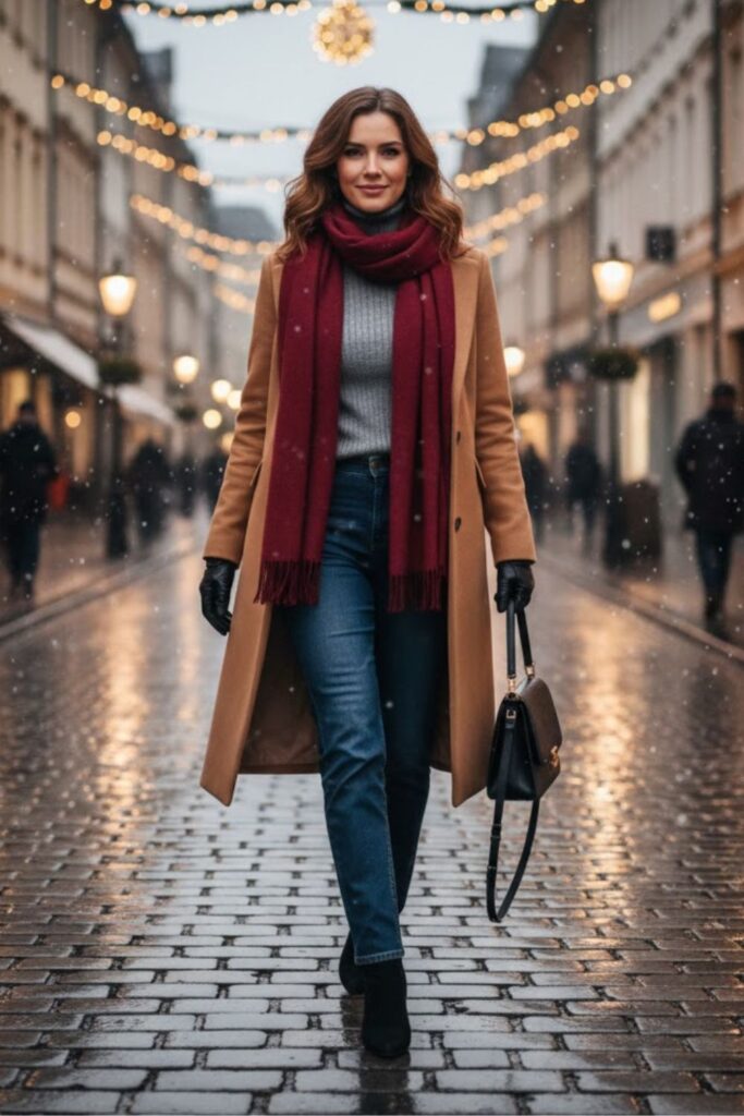 1. Wool Coat with Turtleneck and Jeans