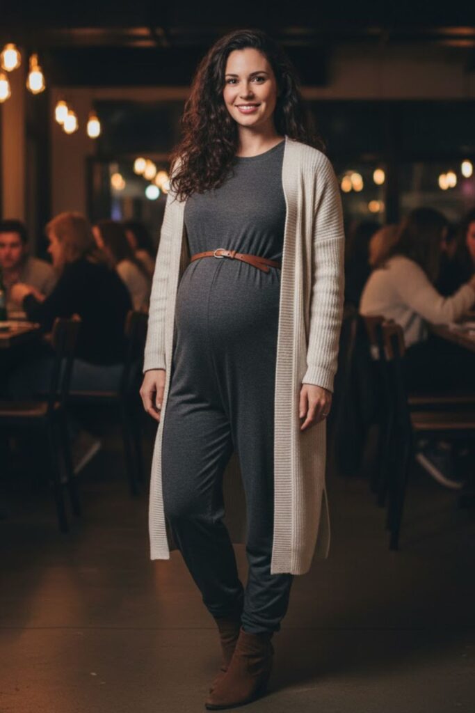 10. Casual Jumpsuit with Cardigan