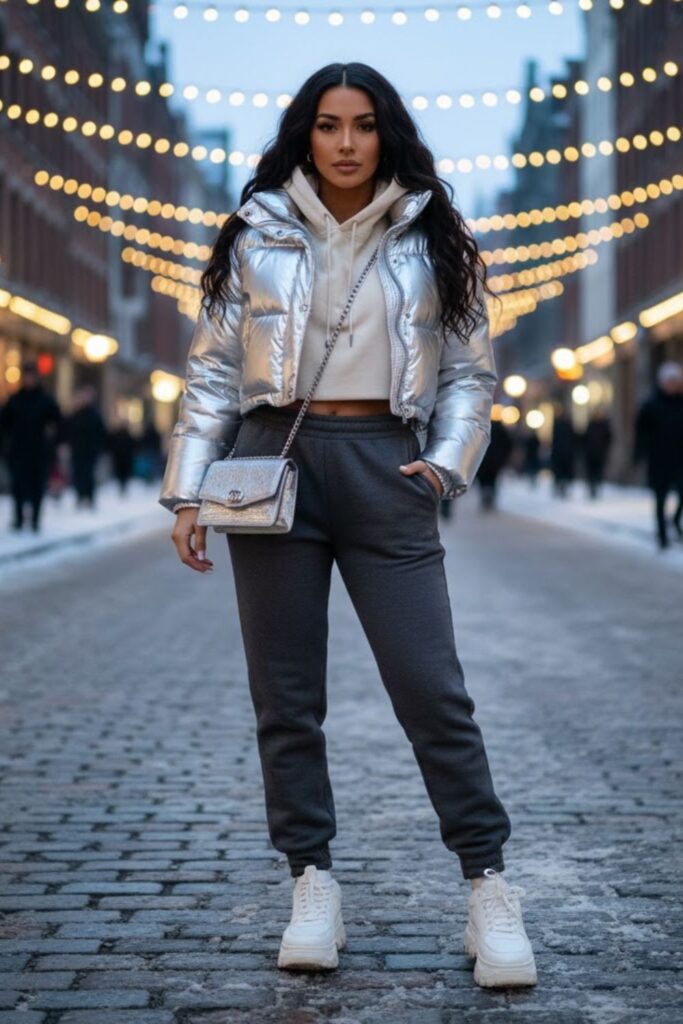 10. Cropped Puffer with Joggers
