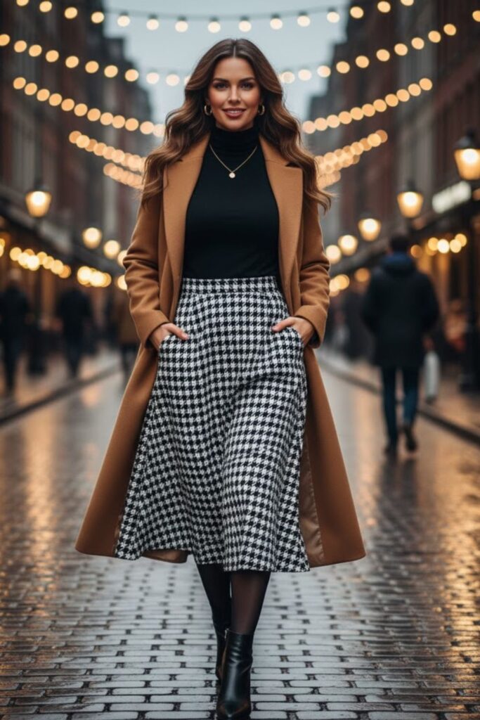 10. Midi Skirt with Turtleneck and Coat