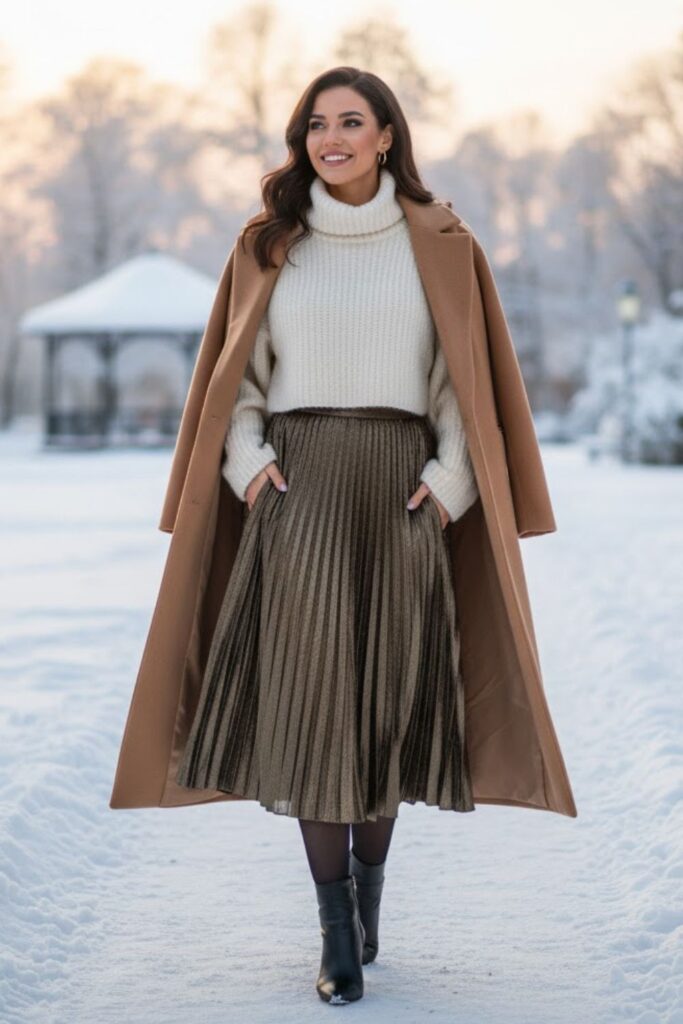 10. Pleated Skirt with Crop Sweater