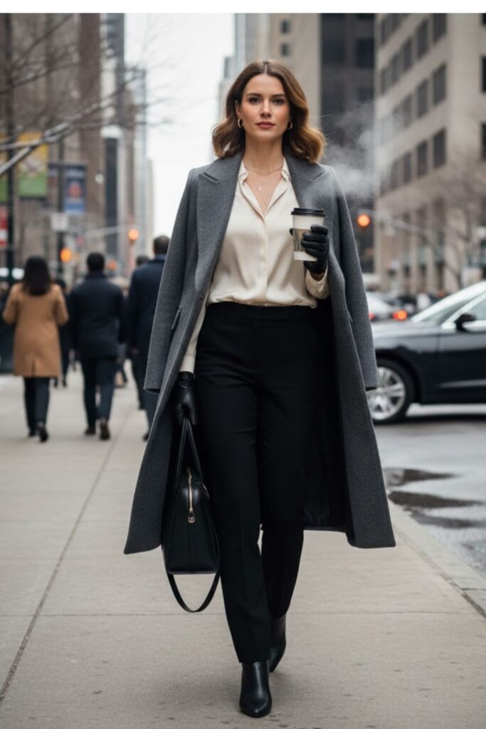 10. Structured Coat Over Dress Pants